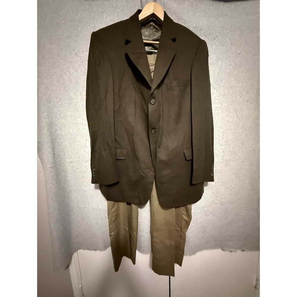 Andrew‎ Fezza Orvis Suit Mens 48L 44x32 Wool Herringbone 2 Piece Jacket Pants